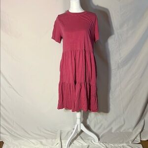 Casual Pink Tiered Dress